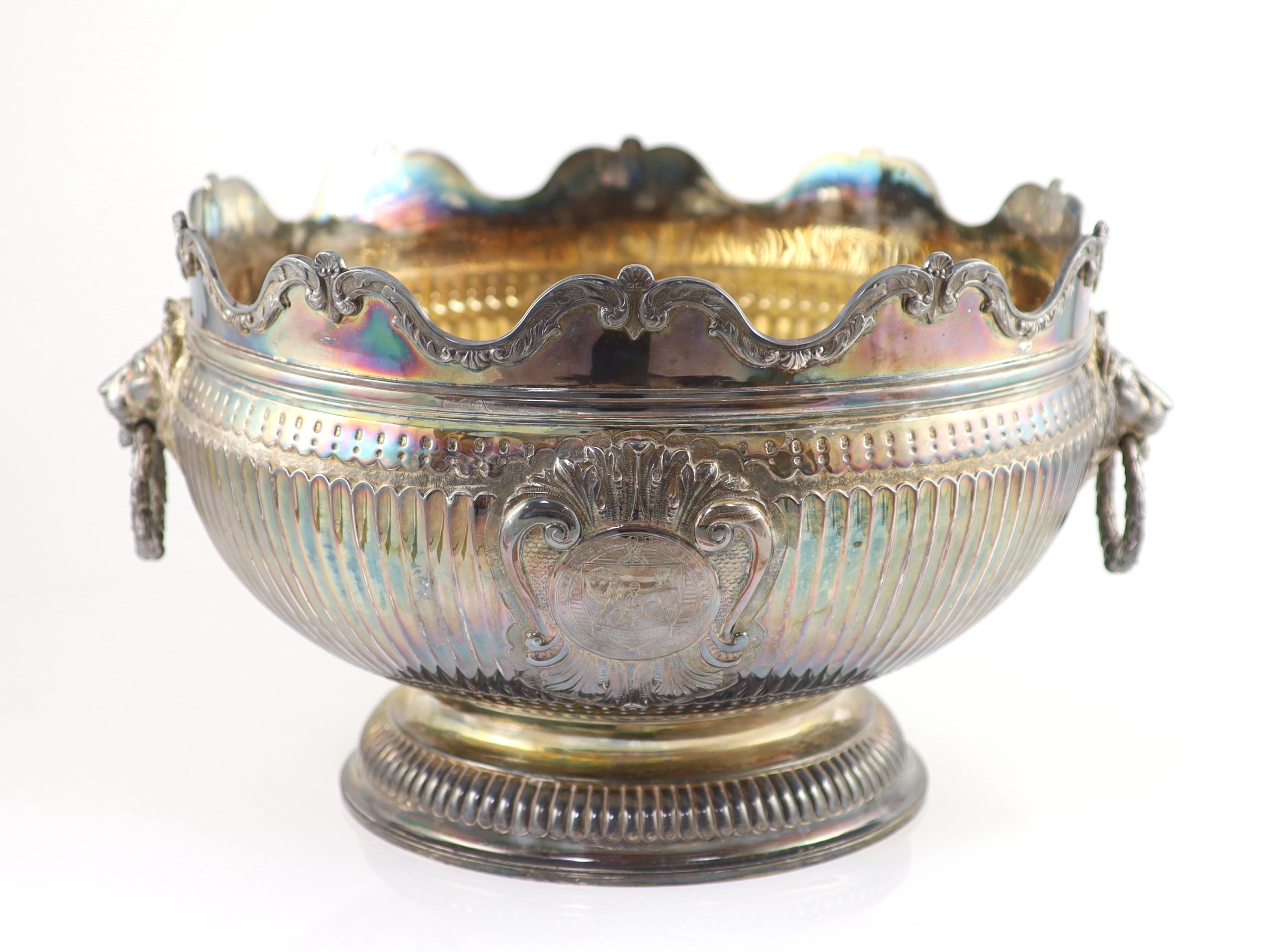 A good large Victorian fluted silver Monteith bowl, by F.B. Thomas & Co, New Bond Street